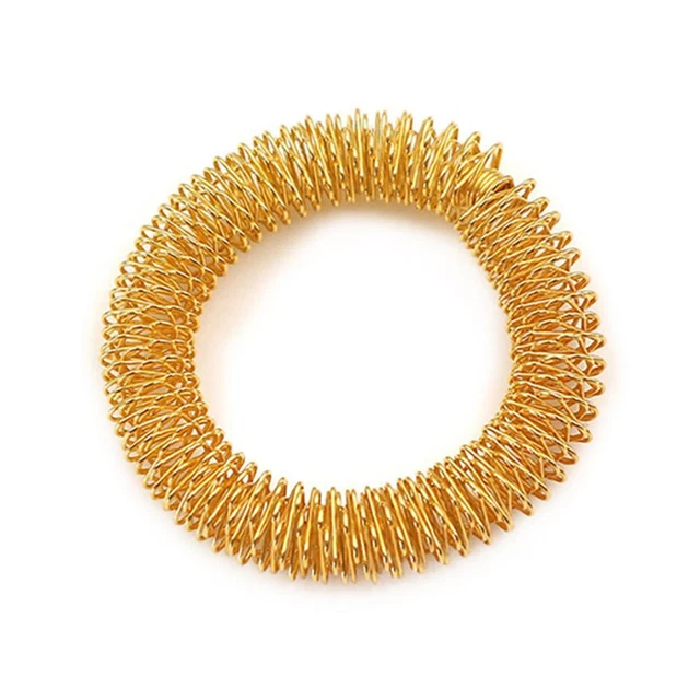 Anillos de masaje de muñeca de acupresión terapia del dolor circulación china (dorados)
