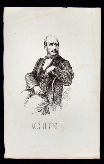 Cini Incisione Xilografia '800 Uomo Politico Deputato Regno D' Italia