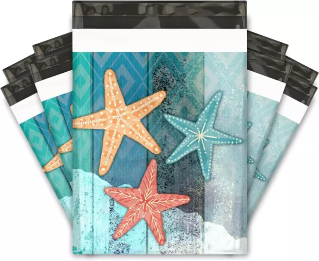 10X13 (100) Starfish Designer Poly Mailers Shipping Envelopes Premium Printed Ba