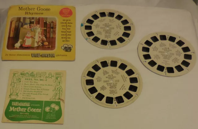 3 reel,Mother Goose Rhymes 1950 View-Master Packet  MG-1 MG-2 MG-3 vintage