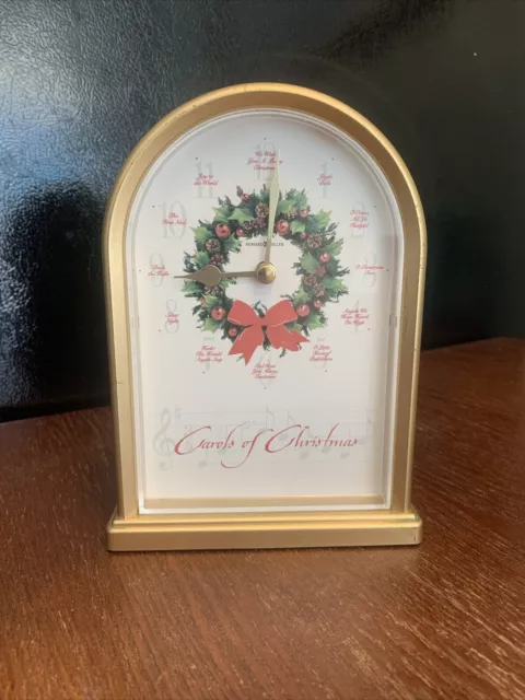 1999 Howard Miller Carols of Christmas-Musical Desk Mantel Clock 645-424 TESTED