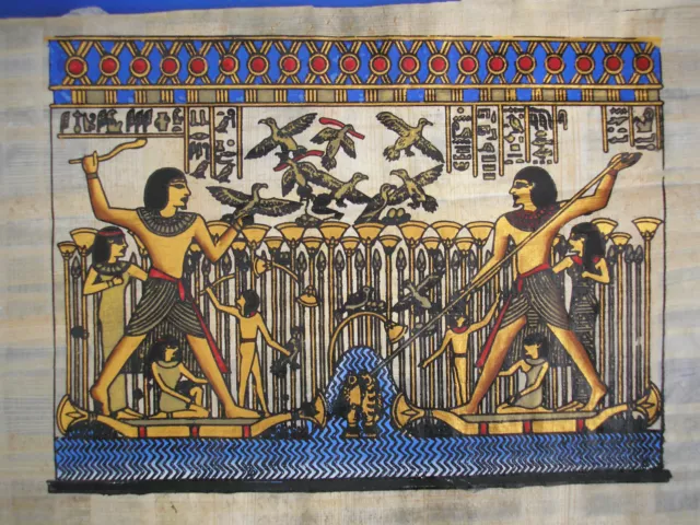 Malerei auf Papyrus mit reicher Goldmalerei, antike Kriegerszene