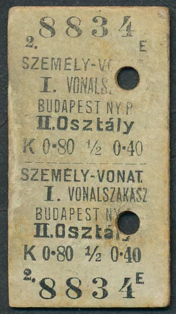 HUNGARY Railway ticket 2nd Budapest Nyugati - Monor or Vacz 00 OCT 07-2 QY8048