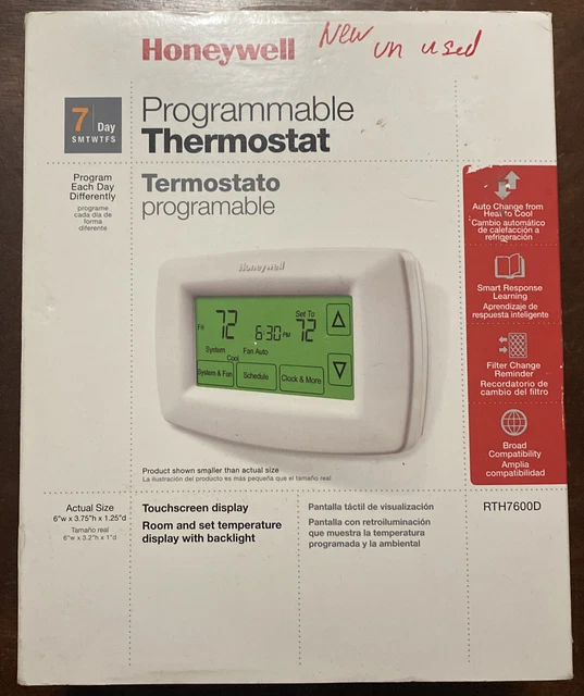 HONEYWELL RTH7600D TOUCHSCREEN 7Day Programmable Thermostat Heat Pump