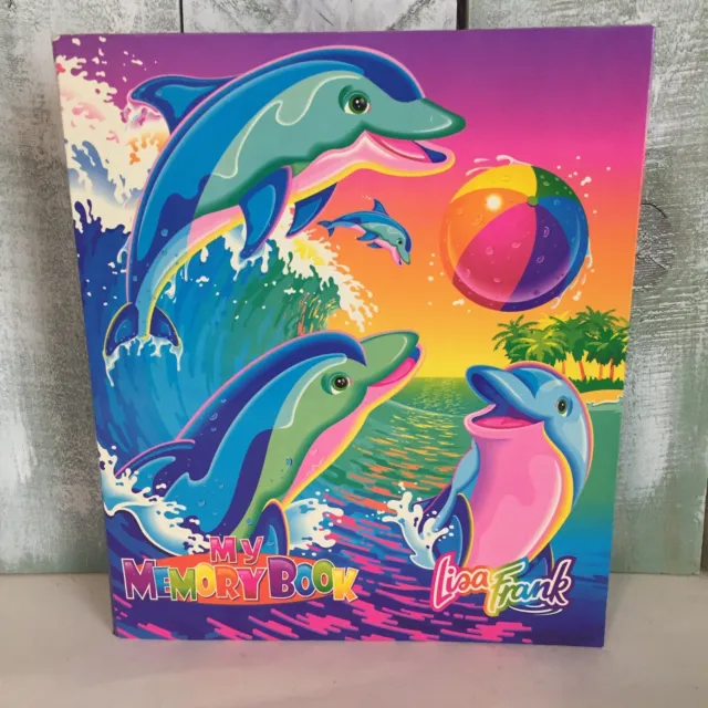 Vintage Lisa Frank 3 Ring Binder Dolphins Ocean Beach Ball 90's Y2K Rainbow
