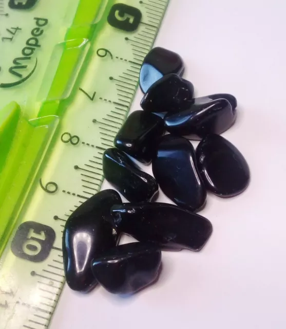 lot de 10 mini pierres roulées en obsidienne noire - poids total 7.1gr - unique