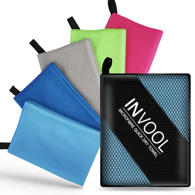 Invool Microfiber Towel, 5 colours Blue with carry bag - Quick Dry Towel for and