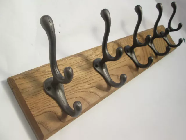 9 sizes SOLID OAK WOODEN HAT AND & COAT HOOKS HANGER HANGING PEGS RAIL RACK 82