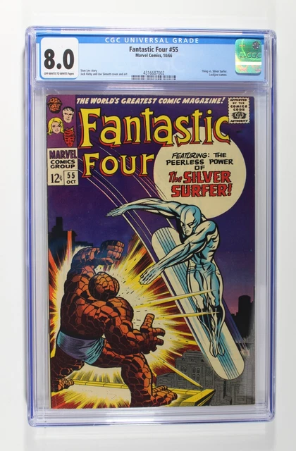 Fantastic Four Vol 1 #55 (1966): Thing vs Silver Surfer - Lockjaw Cameo CGC 8.0