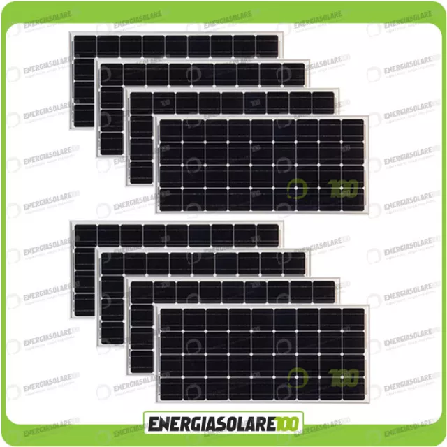 Stock 8 Panneaux solaires photovoltaïques 100W 12V monocristallin Pmax 800W Cabi