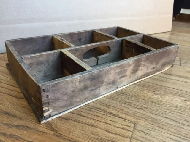 vintage antique primitive tray box crate carrier folk art farmhouse rustic joint