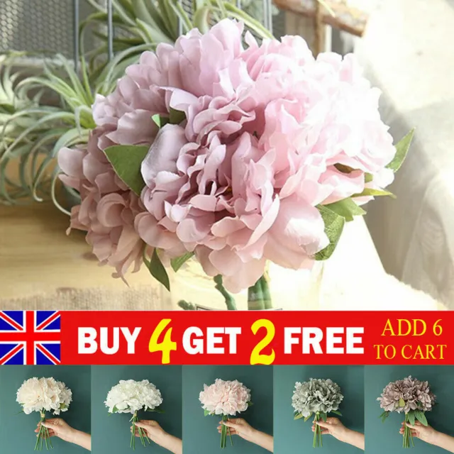 Artificial Silk Large Peony Flowers 5 Head Bouquet for Wedding Party Home Decor