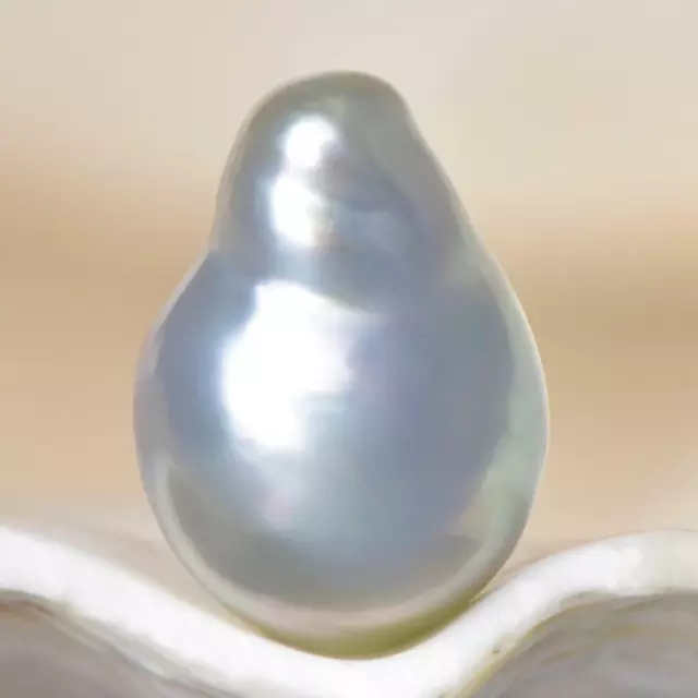 South Sea Pearl Silvery Cream Baroque 12.80 mm Maluku Indonesia 1.20 g undrilled