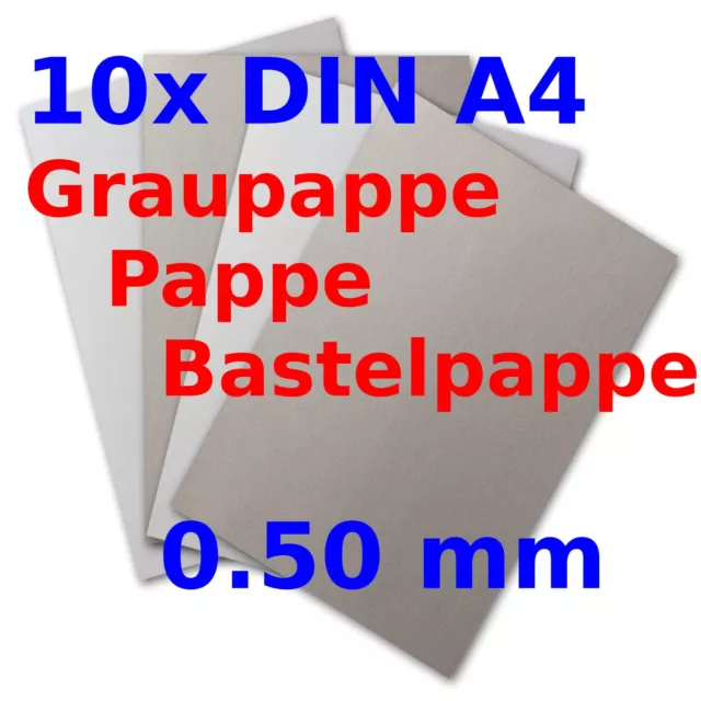 Pappe Bastelpappe Karton DIN A4  21x29,7cm 10 Bogen weiß/grau 0,5 mm 500g/m