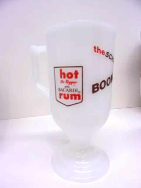 1960s Dr Pepper Bacardi Rum The Schuss BOOMER Skiing Advertising Milk Glass Mug