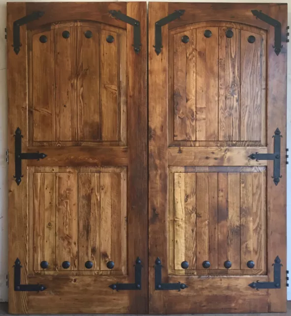 Rustic reclaimed lumber double barn solid wood doors  72 X 82 1.5" thick w/rail