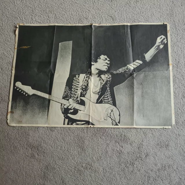 Jimi Hendrix Guitar Rock n' Roll 1960's Vintage Black and White Poster 42" x 29"