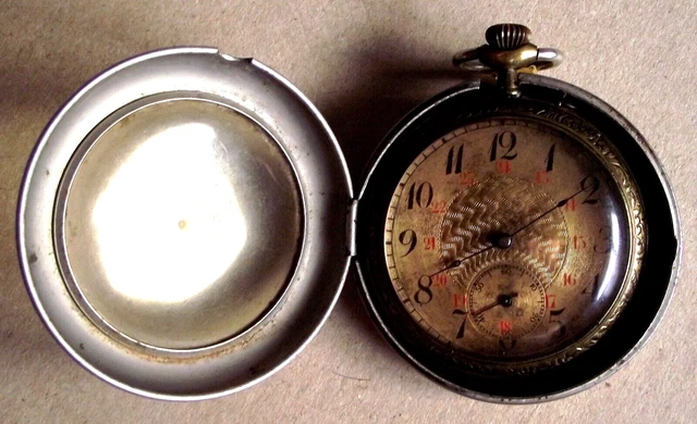 Montre à Gousset Ancienne - Argent Et Laiton - Mécanique - Vers 1900