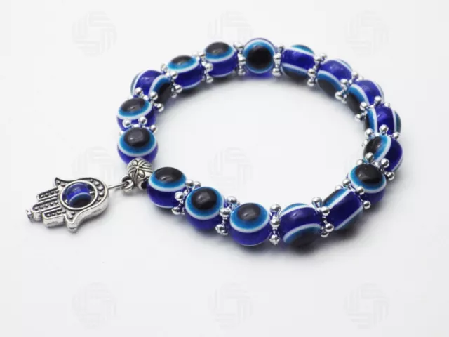 Hamsa Bracelet Hand Of Fatima Evil Eye Reiki Luck Muslim Blue Meditation Love UK