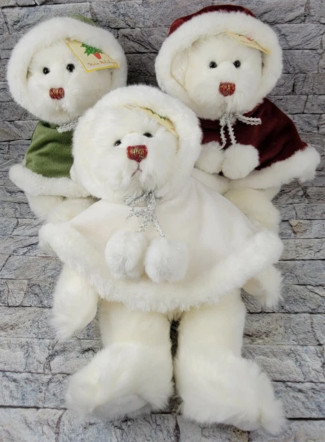 MICHAELS Warm Holidays Teddy Bear Stuffed Animals 3 White PLUSH TOYS NEW w/ Tag