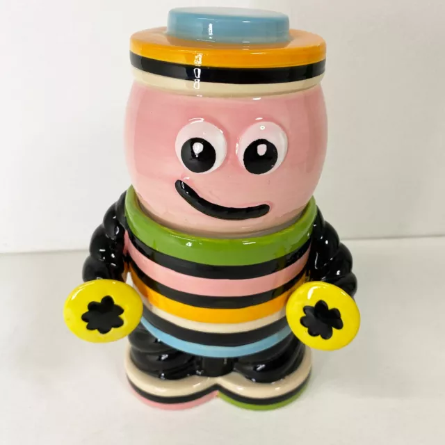 Rare Ceramic Liquorice Man Colourful Cookie Jar & Lid Canister Design By OnTrack