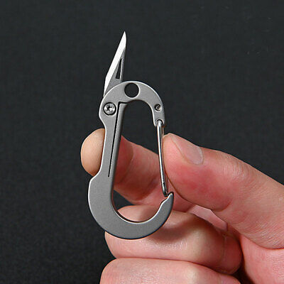 TC4 Titanium EDC Keychain w/ Cutter Knife Portable Outdoor Travel Camping Tool