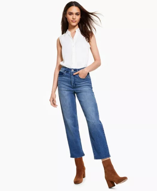 MSRP $54 Style & Co Petite High-Rise Mom Jeans Blue Size 6 P