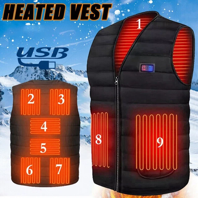 Gilet riscaldante Giacca riscaldata USB Gilet riscaldato area 9 Uomini Donne
