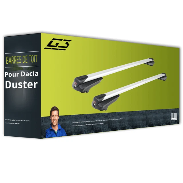 Accessorypart Barres De Toit FLY Pour Dacia Duster 2014-2018 - Modèle Gris, Porte-Bagages Robuste