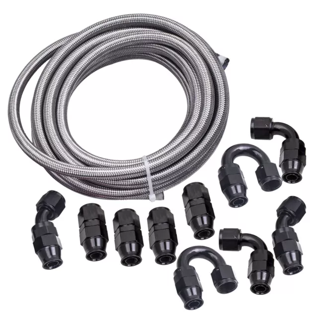 AN-10 Stainless Steel PTFE  Fuel Line Hose 6M 20FT & AN10 Swivel Fitting Kit