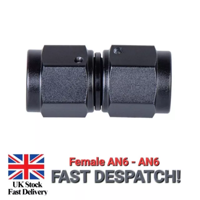 AN-6 AN6-AN6 Black JIC Straight Swivel Female Coupler Union Hose Fitting Adapter