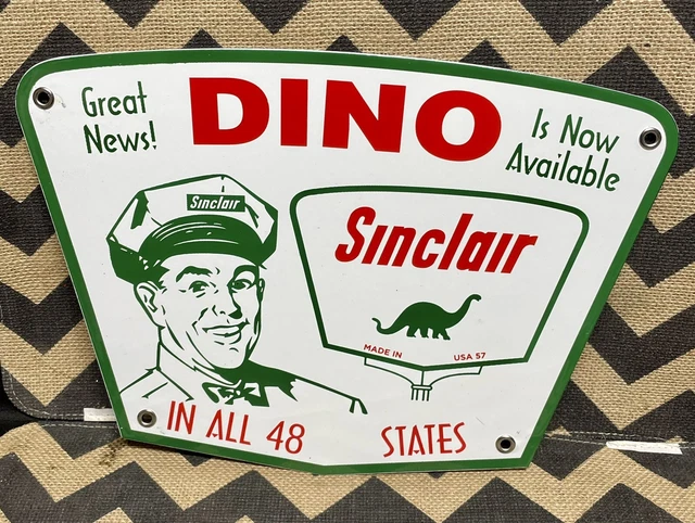 Vintage Porcelain  SINCLAIR GASOLINE MOTOR OIL GAS STATION PUMP SIGN