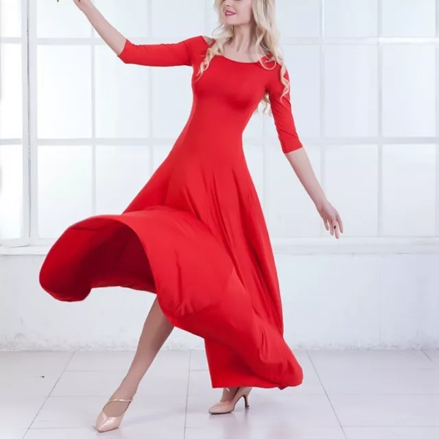 Donna Swing Moderno Valzer Tango Danza Abito Pratica Stanza da Ballo Solido