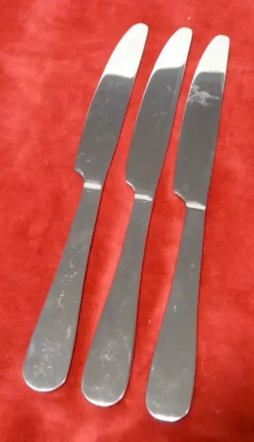 3 Dinner Knives Mikasa 18/0 Gourmet Basics Flatware Satin Symmetry 9"