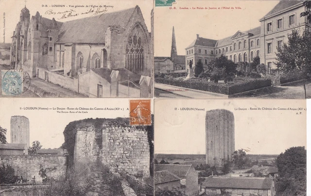 LOT DE 4 cartes postales anciennes postcards LOUDUN VIENNE 1 EUR 2,76 ...