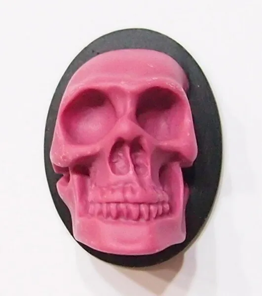 4 of 40x30mm Purple over Black Huge 3-D Skull Head, Gothic Steampunk Zombie Nice
