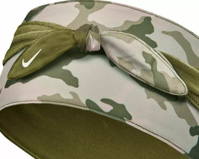 NWT Nike WOMENS DRY HEAD TIE Reversible GREEN CAMO Bandana SWEAT WICKING   86418