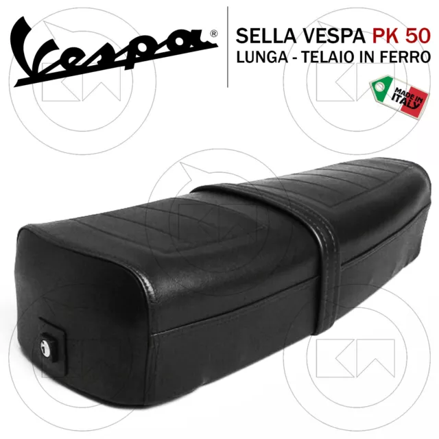 Sella Lunga Sellone Biposto Per Piaggio Vespa Pk 50 S / Xl/Rush Telaio In Ferro