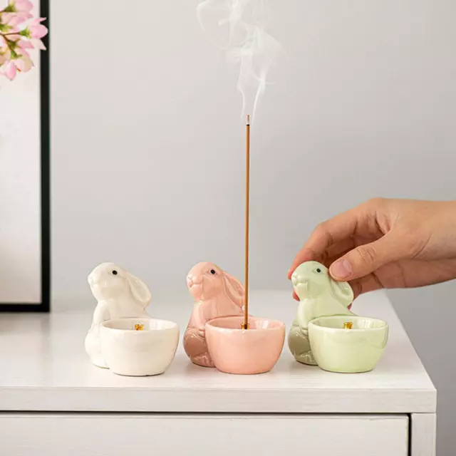 Cute Rabbit Incense Holder Incense Stick Holder for Cabinet SPA Tea Table F R4K1 2