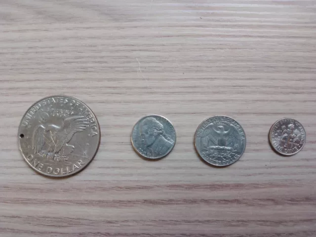 US Coin Bundle x4- 1978 One Dollar,1992 Quarter Dollar,1996 Five Cents,2004 Dime