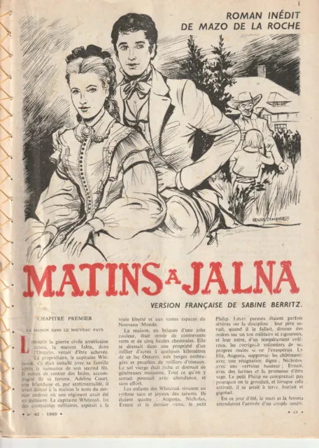 1960-61 - MAZO DE LA ROCHE : Matins à Jalna - Extraits de journaux