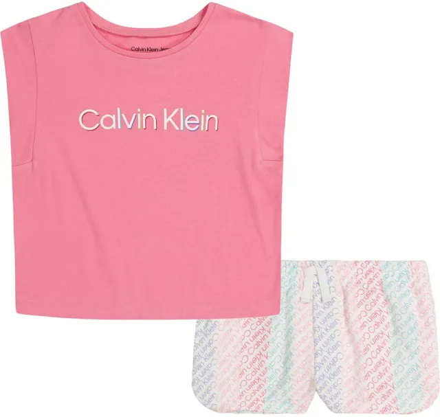 Calvin Klein Toddler Girls 2 Pieces Wild Orchid Short Set Size 2T, 3T, 4T