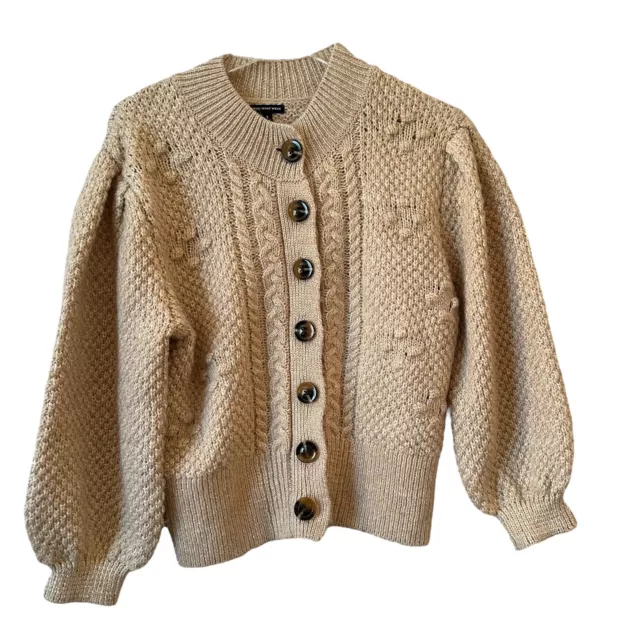 Who What Wear Women's S Wool Blend Oatmeal Knit Button Up Cardigan Sweater