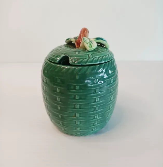 Vintage Sugar Bowl Basket Weave with Leaf Detail - 'Superior' Made in Japan.