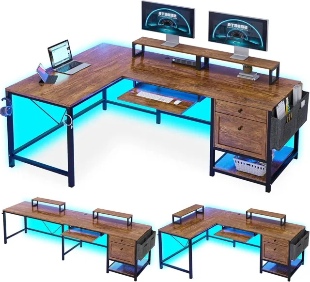 69"Two Person Computer Desk Reversible Corner Desk L Shaped Desk for Home Office