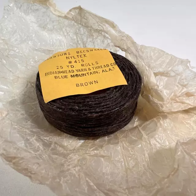 Barbours Beeswaxed Nylex Thread Brown 25 Yds. Indian Head Yarn & Thread Vintage