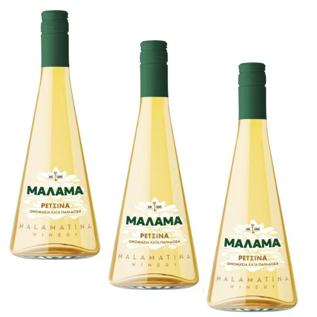 MALAMA RETSINA MALAMATINA 3x 500ml 12% geharzter Weißwein aus ...