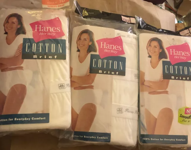 9 PAIR NEW Vintage 1999 Hanes Her Way Women's 100% White Cotton