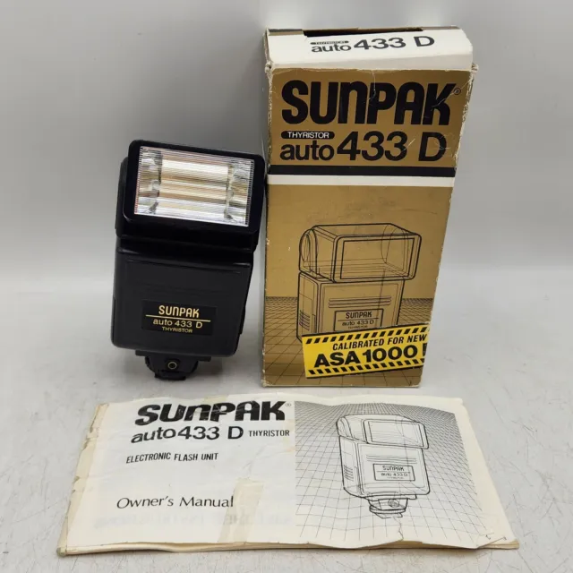 Sunpak Thyristor Auto 433 D Shoe Mount Electronic Flash Unit 35mm Film Cameras