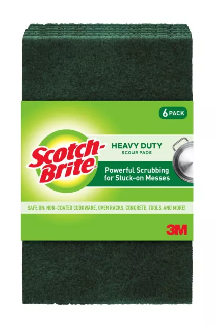 Scotch-Brite Heavy Duty Scour Pads, 6 Scouring Pads Fast Shipping